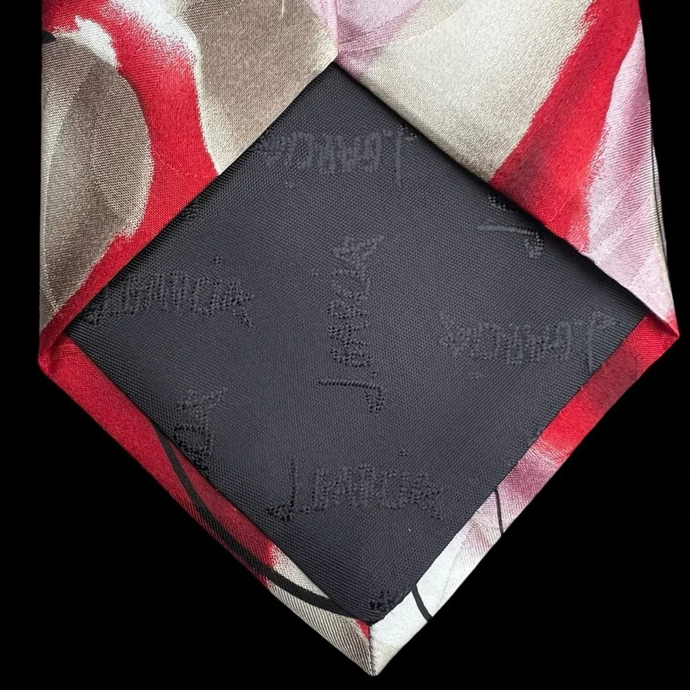 J. Garcia Snail Garden Collection 53, Men's 100% Silk Tie Red/Beige/Black